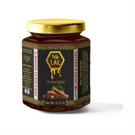 ላል ማር ቀረፋ የተቀላቀለ 0.34ኪግ / LAL Honey Infused honey Cinnamon with Glass