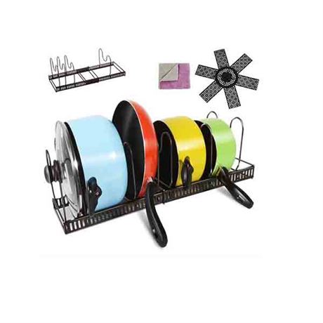 Expandable pan organizer rack (holds 7 pans & lids)